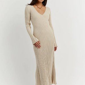 STONE SLEEVED KNIT MIDI DRESS